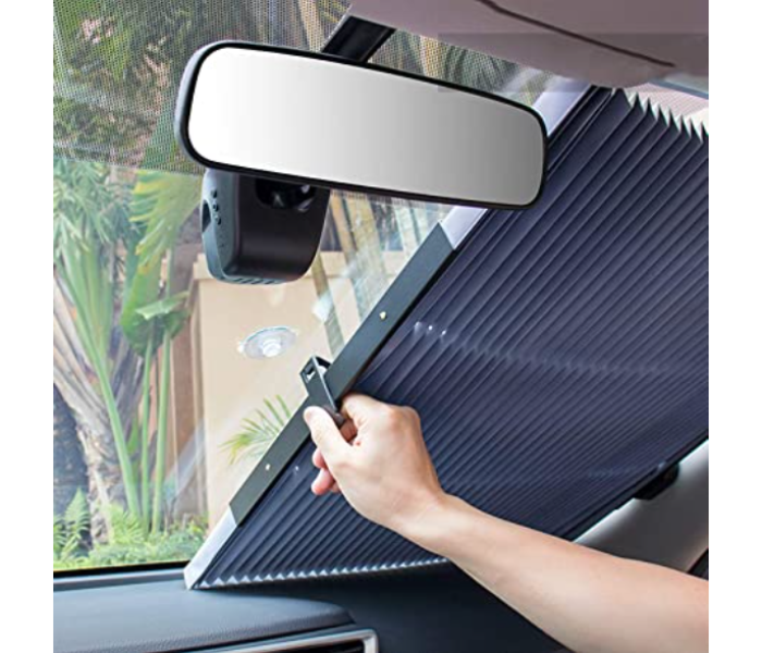 Automatic Retractable Windshield Sunshade for all type of Cars, Anti UV - Grey - Zoom Image 1