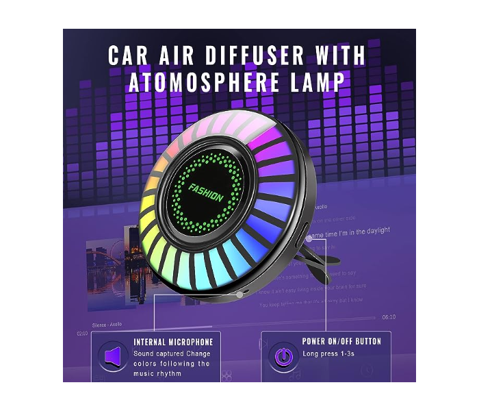 Car Air Freshener with ambience light and Aromatherapy Atmosphere Lights APP Voice Control Rhythm Pickup Decorative Lamps - Zoom Image 6