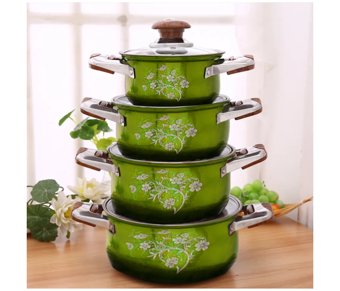 8 pcs High Quality stainless steel cookware set - Green - Zoom Image