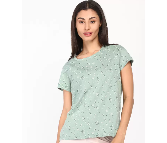 Womens Trendy Round Neck 9033 Floral Print Daily Wear Comfy T-Shirt - Free Size - Zoom Image 1