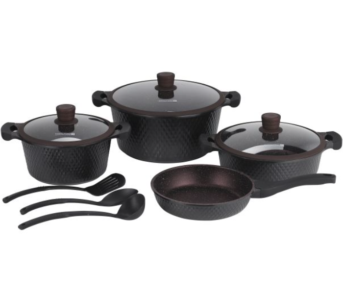 Royalford RF10336 10 Piece Die-Cast Granite Coated Cookware Set - Black - Zoom Image