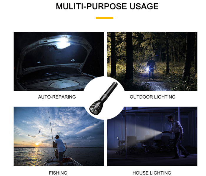 Combo 3pcs Cyber Long Head 30cm Aluminum Heavy Body High Power LED Strong Flashlight Torch Outdoor Waterproof Spotlight Camping Hunting With Car Charger - Zoom Image 5