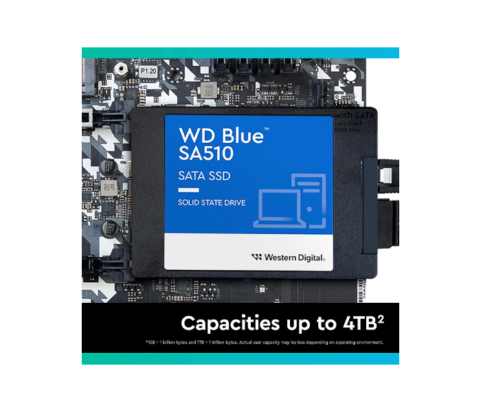 Western Digital Blue SA510 SATA 500GB Up to 560MB/s 2.5 inch Internal Solid State Drive - Zoom Image 3