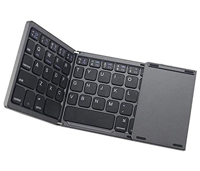 Portable Mini BluetoothFoldable Keyboard with Touchpad Mouse - Black - Zoom Image 1