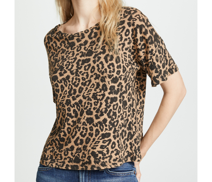 Womens Trendy Round Neck 9044 Leopard Print Daily Wear Comfy T-Shirt - Free Size - Zoom Image 2