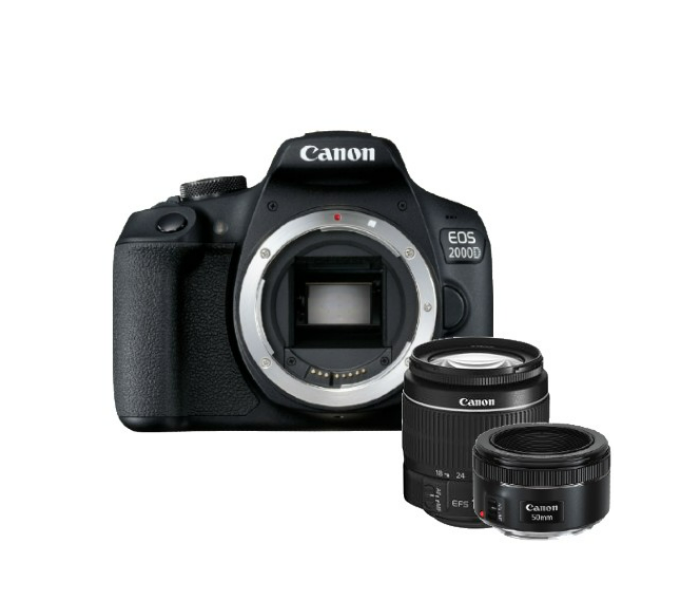 Canon EOS 2000D Camera with EF-S 18-55mm DC III + 50mm F/1.8 STM  - Black - Zoom Image 1