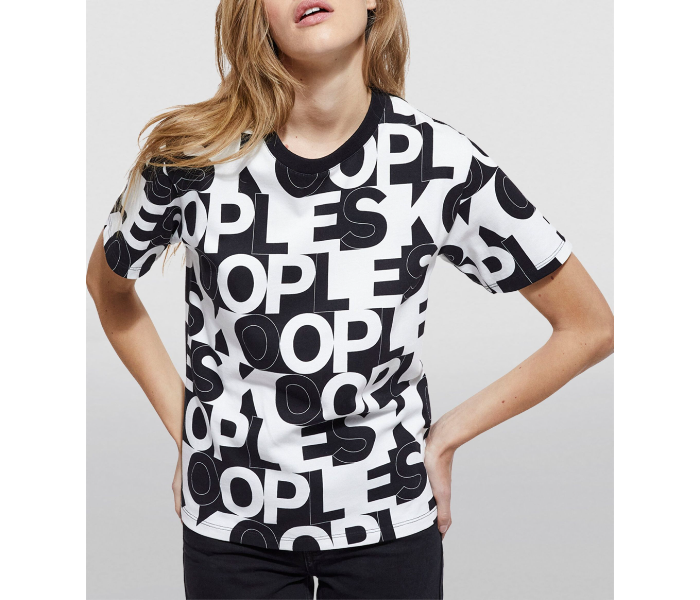 Womens Trendy Round Neck 9038 Letters Print Daily Wear Comfy T-Shirt - Free Size - Zoom Image 1