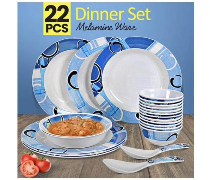 Royal mark 22-Piece Melamine Ware Dinner Set - Blue/White - Zoom Image 2