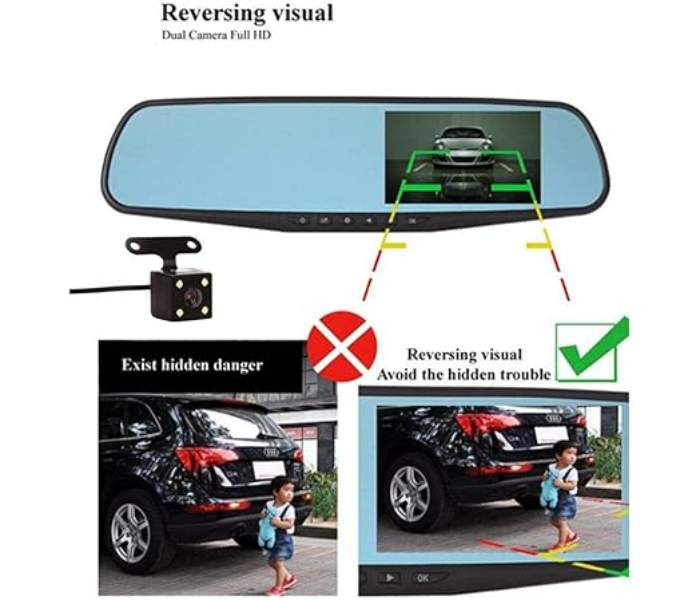 Vehicle Blackbox DVR Car Mirror Camera 1080P Dual Dash Camera Front & Rear View Camera HD Video Recorder 170° Wide Angle Support Night Vision G-Sensor Loop Recording - Zoom Image 6