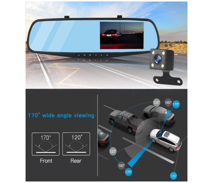 Vehicle Blackbox DVR Car Mirror Camera 1080P Dual Dash Camera Front & Rear View Camera HD Video Recorder 170° Wide Angle Support Night Vision G-Sensor Loop Recording - Zoom Image 3