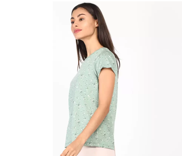 Womens Trendy Round Neck 9033 Floral Print Daily Wear Comfy T-Shirt - Free Size - Zoom Image 2