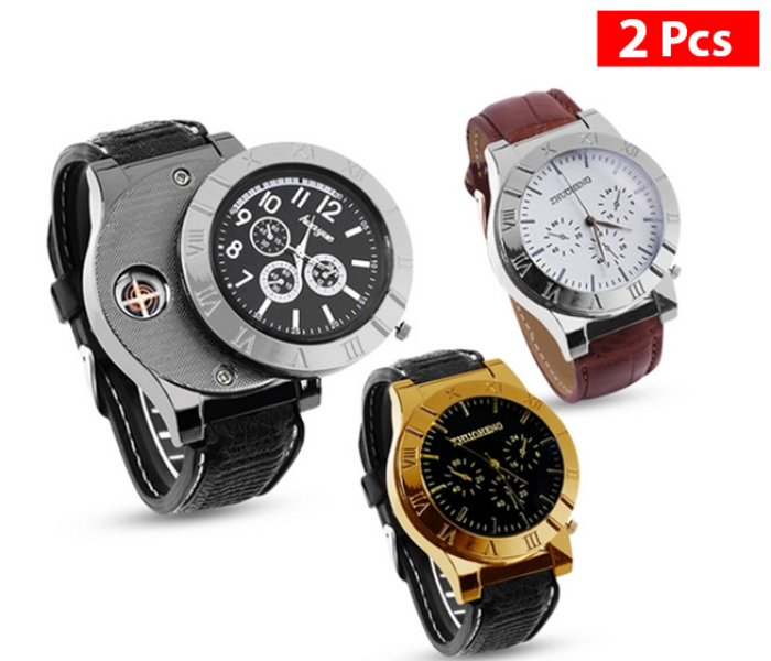 Bundle 2 PCs Set Cigarette Lighter Watch with Image