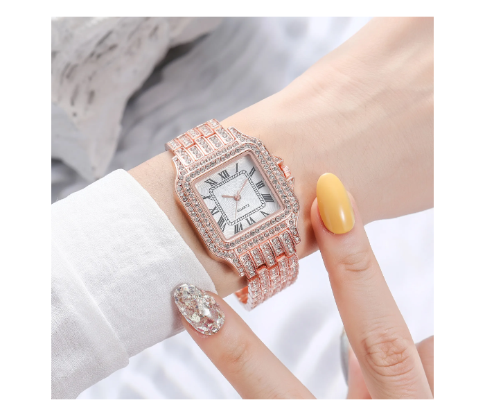 Luxury Women Watch Full Rhinestone Ladies Wrist Watch Relogio Feminino - Rose Gold - Zoom Image 2