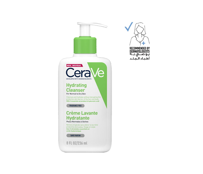 CeraVe Hydrating Cleanser For Normal To Dry Skin With Hyaluronic Acid 236Ml  - Zoom Image