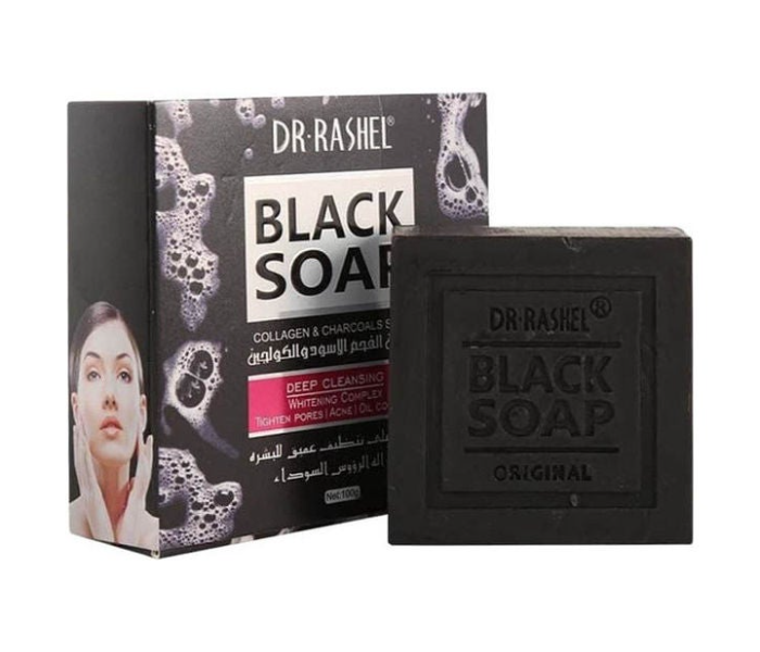 DR. RASHEL Collagen &amp; Charcoals Black Soap Multicolour 100grams - Zoom Image