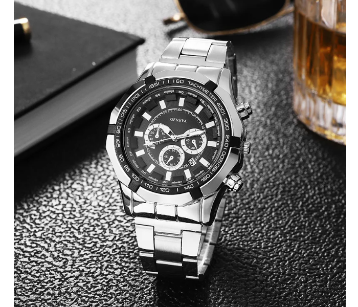 Top Brand Luxury Men Fashion Watch Date Sports Watches Mens Strap Stainless Steel Wristwatch Relogio Machino - Silver - Zoom Image