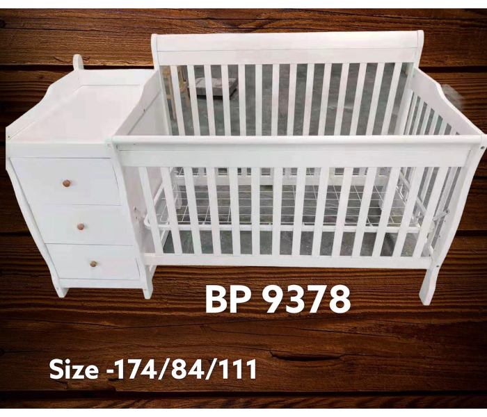 Baby Plus BP 9378 Wooden Baby Bed- White - Zoom Image