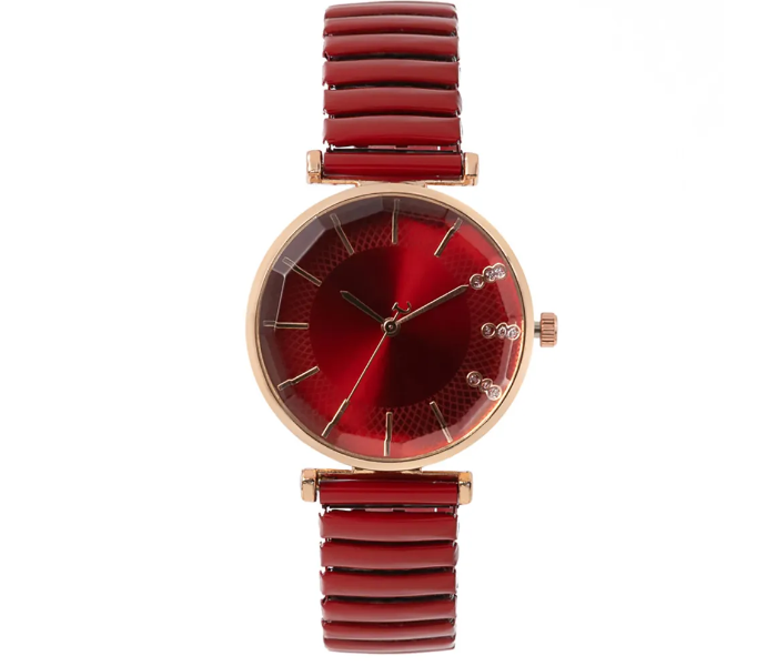 Treasure Simple Ladies Quartz Watch Casual Stainless Steel Elastic Stretch Strap - Red - Zoom Image 1