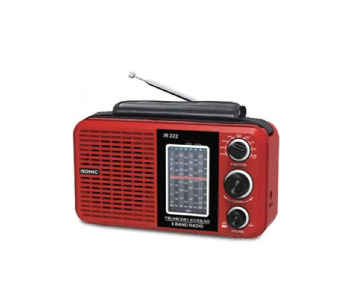 iSonic IR 222 8 Bands Rechargeable Radio with Mp3 Player - Red - Zoom Image 1