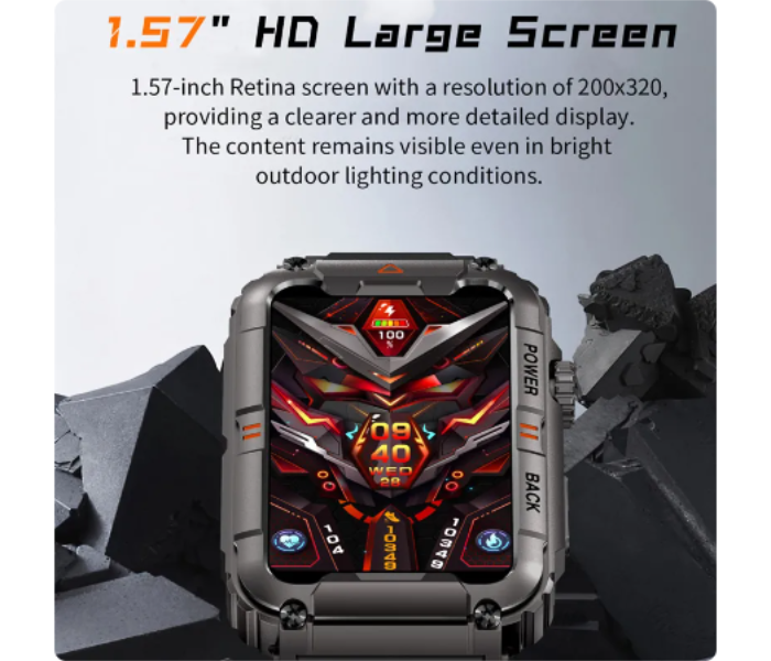 KR88 1.57 inch IP67 Waterproof Men And Women Smart Watch Bracelet Bluetooth Call Health Monitoring Outdoor Sports Fitness Tracker Smart Watch - Orange - Zoom Image 3