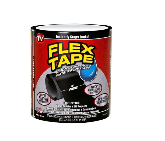 Instant Rubberized Water Proof Leakage Repair Adhesive Super Strong Sealing Flex Tape For Pipes holes cracks 4″ x 5′ Black - Zoom Image