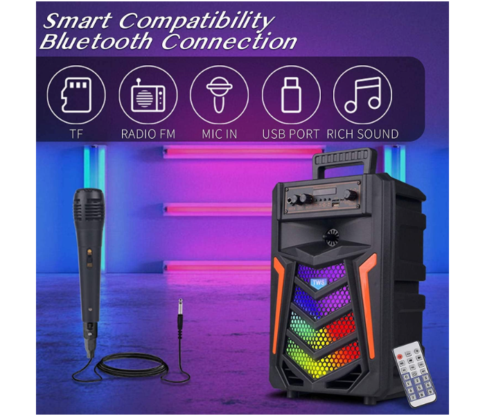 Jongo Wireless Bluetooth Portable Karaoke 8inch 50W Speaker with Microphone Party Speaker Disco Lights/FM Radio/Remote Control for Family Friends - Zoom Image 2