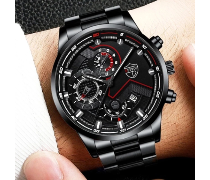 Zinc Alloy Strap Business Date Round Dial Quartz Watch For Men - Black - Zoom Image 2