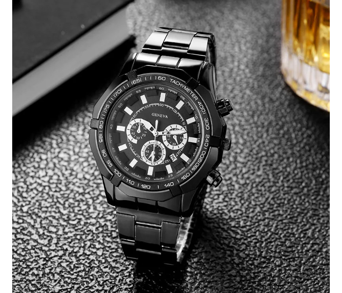 Top Brand Luxury Men Fashion Watch Date Sports Watches Mens Strap Stainless Steel Wristwatch Relogio Machino - Black - Zoom Image