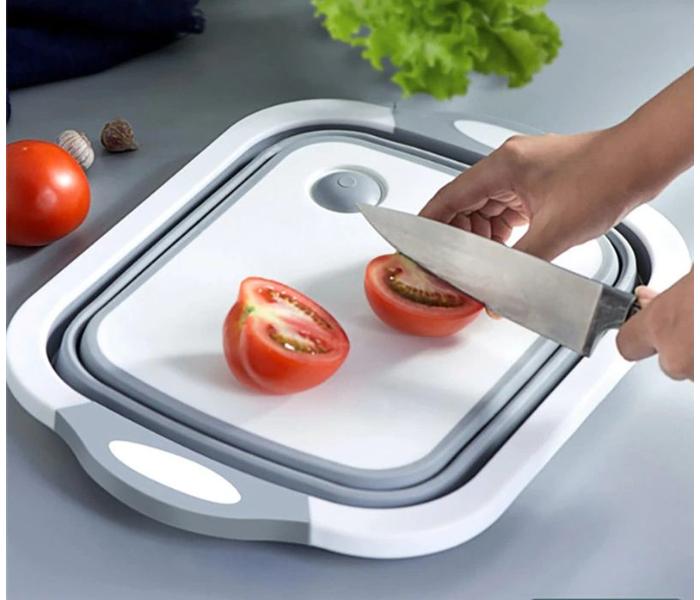 Multi-function Sink Cutting Board with Dish Tub Foldable Dish Tub - Portable Washing Basin Drain Food Tray 3 In 1 Food Grade - Zoom Image 1