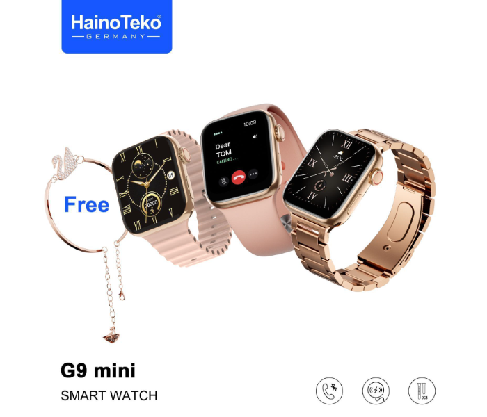 Haino Teko G9 Mini Rose Gold Edition Smart Watch With Extra Strap And Bracelet for Ladies  - Zoom Image 1