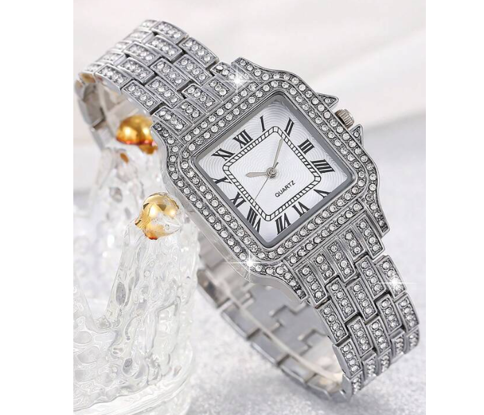 Luxury Women Watch Full Rhinestone Ladies Wrist Watch Relogio Feminino - Silver - Zoom Image 2