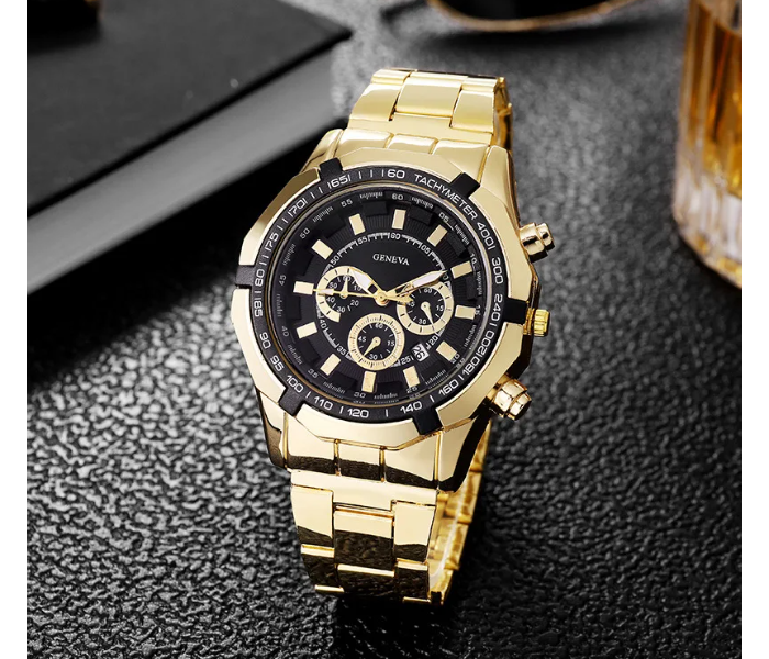 Top Brand Luxury Men Fashion Watch Date Sports Watches Mens Strap Stainless Steel Wristwatch Relogio Machino - Gold - Zoom Image