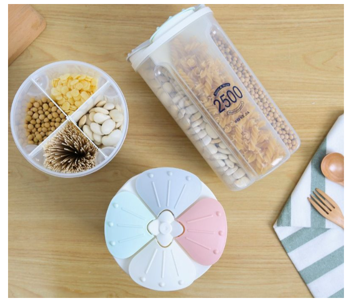 4 Grid - Transparent Compartment Cereal Storage Bin - Zoom Image 5