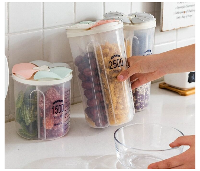 4 Grid - Transparent Compartment Cereal Storage Bin - Zoom Image 2