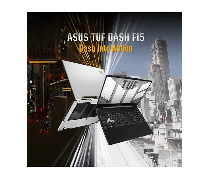 ASUS TUF Dash Gaming FX517ZR - HN028W 15.6 Inch FHD Display  Intel Core i7-12650H Processor 16GB RAM 1TB SSD 8GB NVIDIA GeForce RTX 3070 Graphics Windows 11 Home English Arabic Keybord - Grey - Zoom Image 2