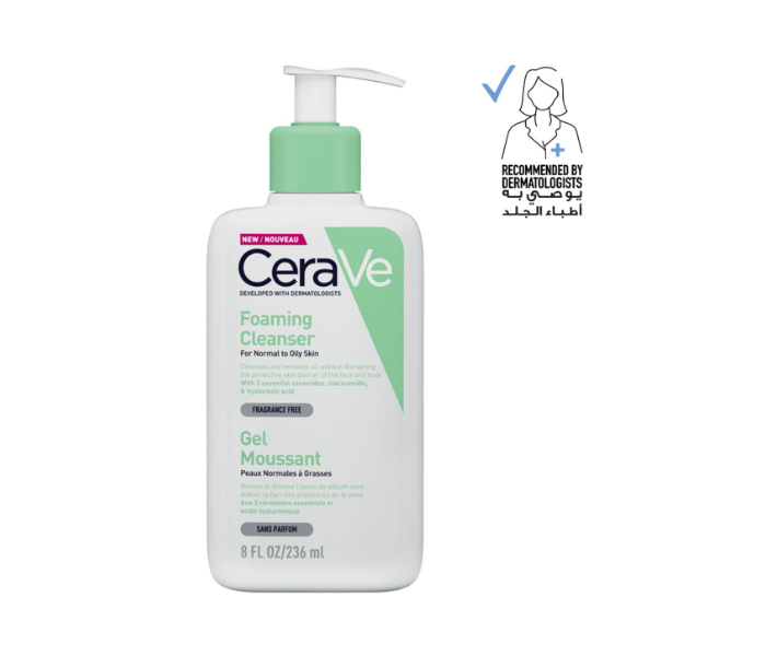 CeraVe Foaming Cleanser For Normal To Oily Skin With Hyaluronic Acid 236ml - Zoom Image