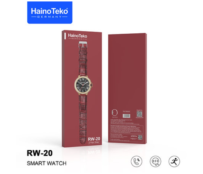 Haino Teko RW-20 Stylish Stone Round Ladies Smart With Wireless Charger And 2 Pairs Leather Strap - Red And Black - Zoom Image 1