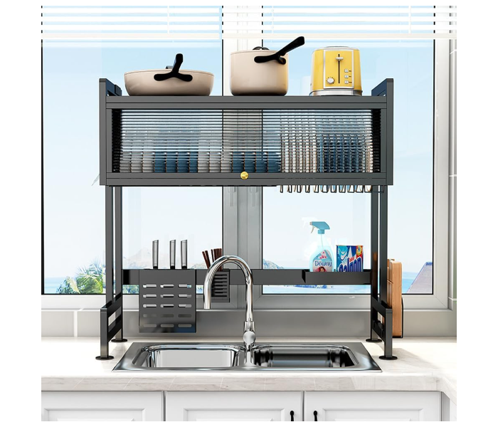 Dish Drying Rack Storage Above The Sink With Top Glass Shelves For Kitchen Bowl Storage - Zoom Image 1