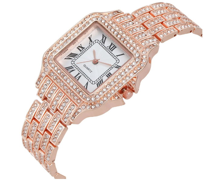 Luxury Women Watch Full Rhinestone Ladies Wrist Watch Relogio Feminino - Rose Gold - Zoom Image 3