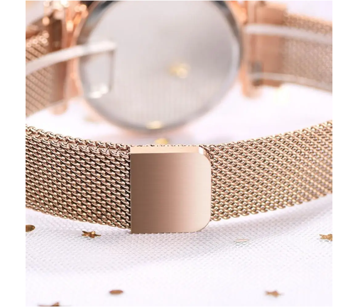 Rhinestone Decor Round Dial Zinc Alloy Strap Quartz Watch with Luminous Bracelet Set - Gold - Zoom Image 5