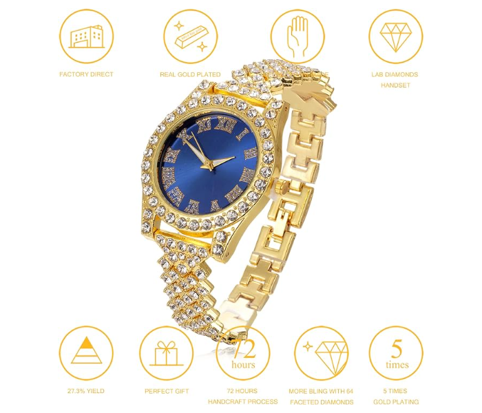 Jongo Rhinestone Trend Ladies Roman Dial Watch Watch Stainless Steel Bracelet - Blue - Zoom Image 2