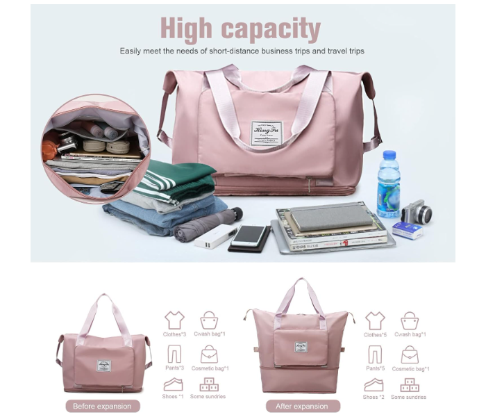 Portable Large Capacity Foldable Lightweight Expandable Carry On Waterproof Travel Bag - Assorted Colors - Zoom Image 3