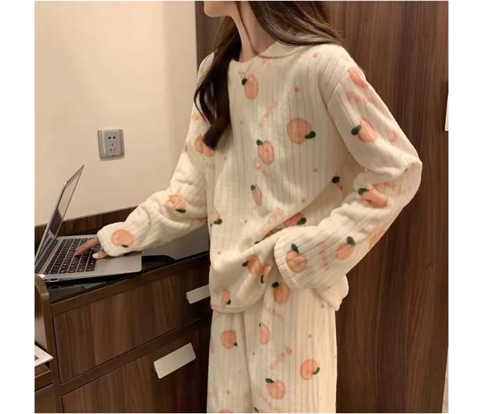 Autumn Winter Warm Flannel Thick Homewear Long Sleeve Cartoon Sleepwear Female Pajamas Suit Wearable -  Assorted - Zoom Image 3