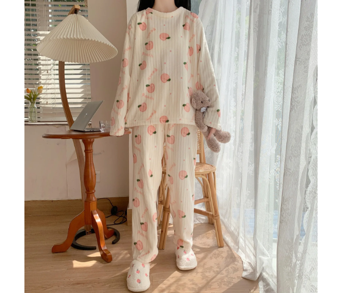 Autumn Winter Warm Flannel Thick Homewear Long Sleeve Cartoon Sleepwear Female Pajamas Suit Wearable -  Assorted - Zoom Image 1