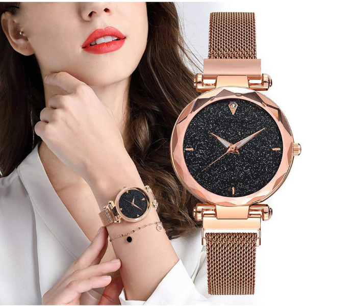 Rhinestone Decor Round Dial Zinc Alloy Strap Quartz Watch with Luminous Bracelet Set - Gold - Zoom Image 6