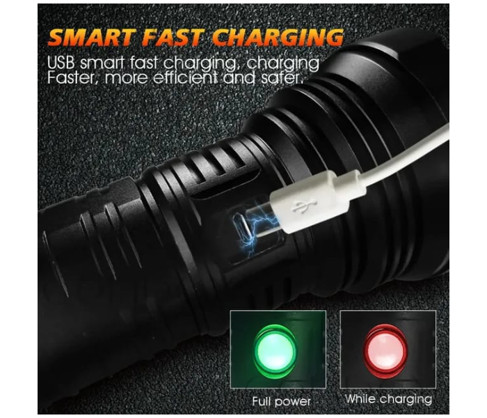 Generic Light led flashlight Portable Outdoor Emergency lighting Black USB led rechargeable flashlight light - Zoom Image 3