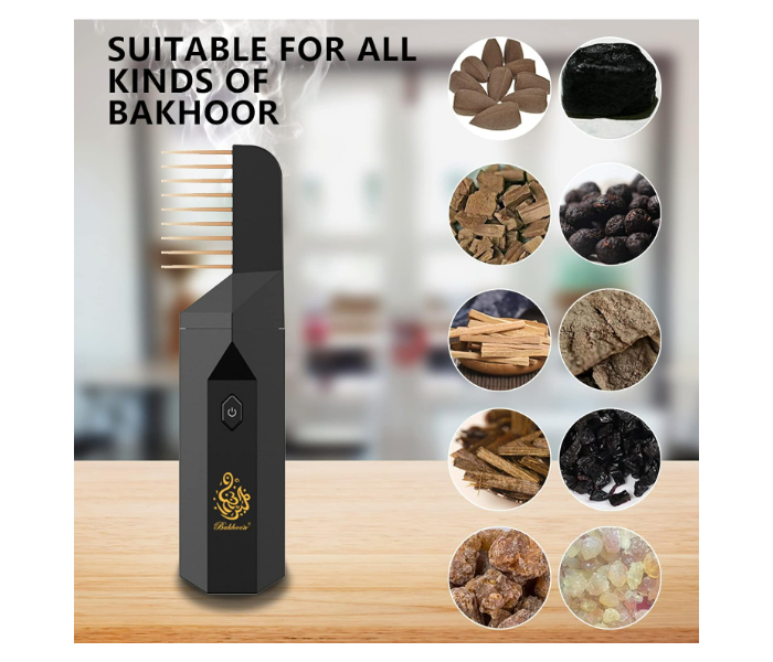 Bakhoor Incense Burner Arabic Aroma Diffuser Mini USB Rechargeable Electric Comb  - Zoom Image 6