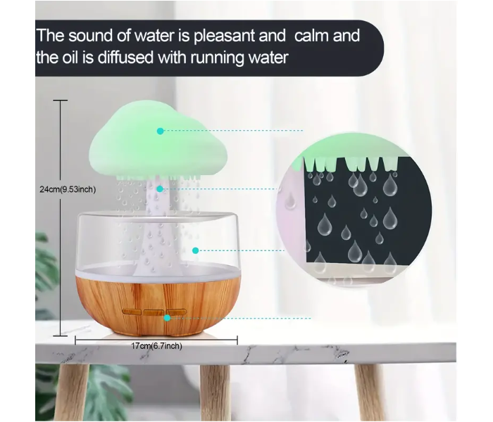 Rain Cloud Air Humidifier Aromatherapy With 7 Colours LED Lights And Raindrops Sound for Relaxing Sleep, Office, Bedroom, Rooms - Zoom Image 4