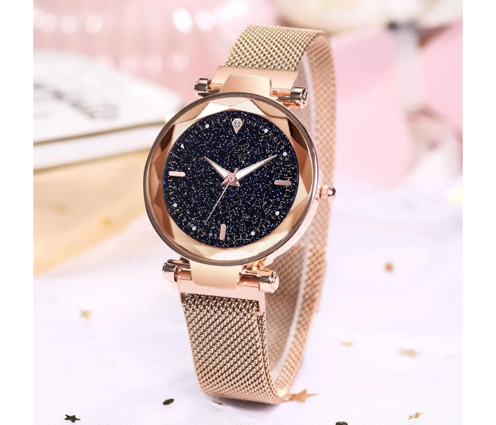 Rhinestone Decor Round Dial Zinc Alloy Strap Quartz Watch with Luminous Bracelet Set - Gold - Zoom Image 4