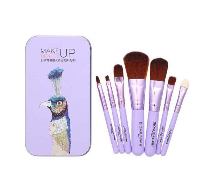  7-Piece Mini Makeup Brush Set Brown/Purple - Zoom Image